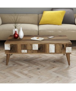 ΤΡΑΠΕΖΙ ΣΑΛΟΝΙΟΥ HM9504.03 ΜΕΛΑΜΙΝΗΣ ΚΑΡΥΔΙ-ΛΕΥΚΟ ΜΑΡΜΑΡΟ 105x60x37.6Υ εκ.