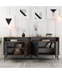 ΜΠΟΥΦΕΣ ΜΕΛΑΜΙΝΗΣ ΚΑΡΥΔΙ ΜΕ ΟΨΗ ΜΑΥΡΟΥ ΜΑΡΜΑΡΟΥ HM9431.05  180x35x78.6Υ εκ.