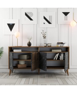 ΜΠΟΥΦΕΣ ΜΕΛΑΜΙΝΗΣ ΚΑΡΥΔΙ ΜΕ ΟΨΗ ΜΑΥΡΟΥ ΜΑΡΜΑΡΟΥ HM9506.02  160x35x78Υ εκ.