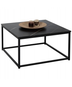 ΤΡΑΠΕΖΙ ΣΑΛΟΝΙΟΥ BRAYLEN HM8942.13 ΤΕΤΡΑΓΩΝΟ ΜΕ ΜΕΛΑΜΙΝΗ ΜΑΥΡΟ ΜΑΡΜΑΡΟ 75x75x43Υεκ.