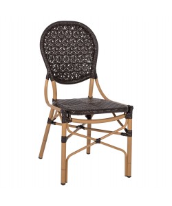 ΚΑΡΕΚΛΑ ΑΛΟΥΜΙΝΙΟΥ BAMBOO LOOK ΜΕ ΚΑΦΕ PE RATTAN HM5925.01 47x58x95Yεκ.