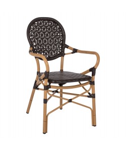 ΠΟΛΥΘΡΟΝΑ ΑΛΟΥΜΙΝΙΟΥ BAMBOO LOOK ΚΑΦΕ ΚΑΙ ΚΑΦΕ PE RATTAN HM5926.01 56x62x95Yεκ.