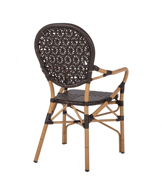 ΠΟΛΥΘΡΟΝΑ ΑΛΟΥΜΙΝΙΟΥ BAMBOO LOOK ΚΑΦΕ ΚΑΙ ΚΑΦΕ PE RATTAN HM5926.01 56x62x95Yεκ.
