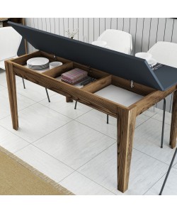 ΤΡΑΠΕΖΙ ΤΡΑΠΕΖΑΡΙΑΣ STANDARD HM9507.01 ΜΕΛΑΜΙΝΗ ΚΑΡΥΔΙ-ΑΝΘΡΑΚΙ ΜΕ ΑΠΟΘ.ΧΩΡΟ 145x88x75Yεκ.