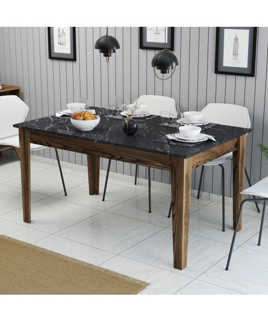 ΤΡΑΠΕΖΙ STANDARD HM9507.05 ΜΕΛΑΜΙΝΗ ΚΑΡΥΔΙ-ΜΑΥΡΟ ΜΑΡΜΑΡΟ ΜΕ ΑΠΟΘ.ΧΩΡΟ 145x88x75Yεκ.