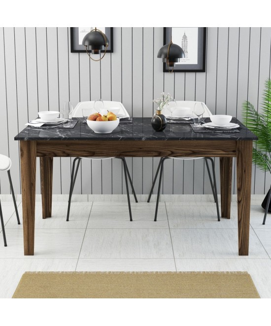 ΤΡΑΠΕΖΙ STANDARD HM9507.05 ΜΕΛΑΜΙΝΗ ΚΑΡΥΔΙ-ΜΑΥΡΟ ΜΑΡΜΑΡΟ ΜΕ ΑΠΟΘ.ΧΩΡΟ 145x88x75Yεκ.