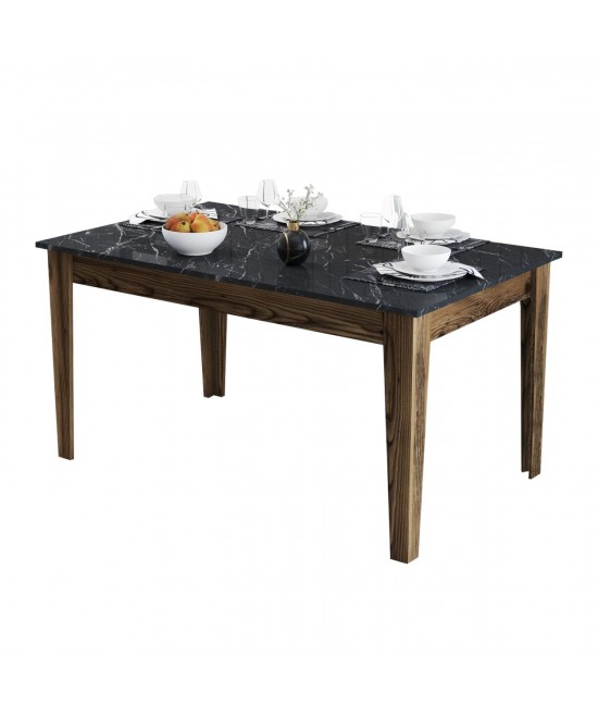 ΤΡΑΠΕΖΙ STANDARD HM9507.05 ΜΕΛΑΜΙΝΗ ΚΑΡΥΔΙ-ΜΑΥΡΟ ΜΑΡΜΑΡΟ ΜΕ ΑΠΟΘ.ΧΩΡΟ 145x88x75Yεκ.