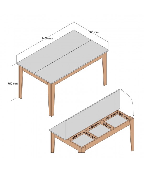 ΤΡΑΠΕΖΙ ΤΡΑΠΕΖΑΡΙΑΣ STANDARD HM9507.06 ΜΕΛΑΜΙΝΗ ΛΕΥΚΗ ΜΕ ΑΠΟΘΗΚ.ΧΩΡΟ 145x88x75Yεκ.