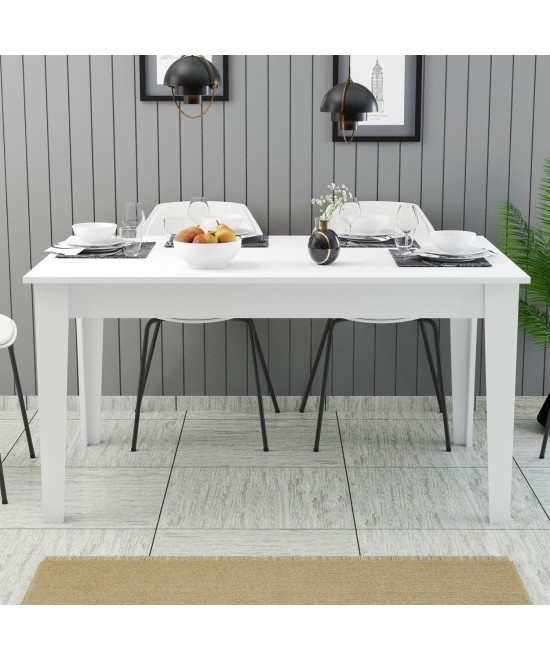 ΤΡΑΠΕΖΙ ΤΡΑΠΕΖΑΡΙΑΣ STANDARD HM9507.06 ΜΕΛΑΜΙΝΗ ΛΕΥΚΗ ΜΕ ΑΠΟΘΗΚ.ΧΩΡΟ 145x88x75Yεκ.