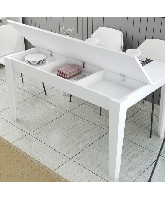 ΤΡΑΠΕΖΙ ΤΡΑΠΕΖΑΡΙΑΣ STANDARD HM9507.06 ΜΕΛΑΜΙΝΗ ΛΕΥΚΗ ΜΕ ΑΠΟΘΗΚ.ΧΩΡΟ 145x88x75Yεκ.