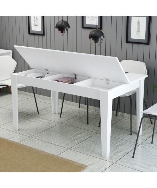 ΤΡΑΠΕΖΙ ΤΡΑΠΕΖΑΡΙΑΣ STANDARD HM9507.06 ΜΕΛΑΜΙΝΗ ΛΕΥΚΗ ΜΕ ΑΠΟΘΗΚ.ΧΩΡΟ 145x88x75Yεκ.