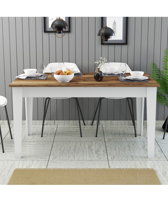 ΤΡΑΠΕΖΙ ΤΡΑΠΕΖΑΡΙΑΣ STANDARD HM9507.07 ΜΕΛΑΜΙΝΗ ΛΕΥΚΗ-ΚΑΡΥΔΙ ΜΕ ΑΠΟΘ.ΧΩΡΟ 145x88x75Yεκ.