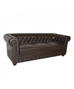ΚΑΝΑΠΕΣ 3ΘΕΣΙΟΣ T.CHESTERFIELD HM3009.01 ΤΕΧΝΟΔΕΡΜΑ ΣΚΟΥΡΟ ΚΑΦΕ 208x90x73Υ εκ.