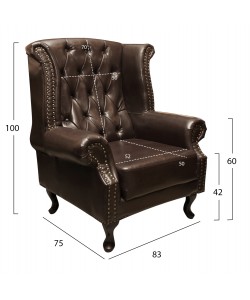 ΠΟΛΥΘΡΟΝΑ-ΜΠΕΡΖΕΡΑ T.CHESTERFIELD POLINA HM0053.01 PU ΣΚ.ΚΑΦΕ 83x75x107 εκ.
