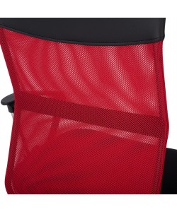 ΚΑΡΕΚΛΑ ΓΡΑΦΕΙΟΥ CABLE HM1000.07 ΜΑΥΡΟ ΚΟΚΚΙΝΟ MESH ΠΟΔΙ ΧΡΩΜΙΟΥ 61x58x118Y εκ.