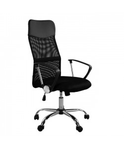 ΚΑΡΕΚΛΑ ΓΡΑΦΕΙΟΥ CABLE HM1000.01 ΜΑΥΡO MESH ΚΑΙ ΠΟΔΙ ΧΡΩΜΙΟΥ 61x56x118 εκ.