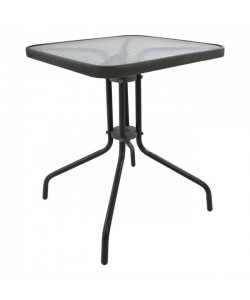 ΤΡΑΠΕΖΙ FIGO 60Χ60Χ72Υεκ. ΜΕΤΑΛΛΙΚΟ ΓΚΡΙ ΜΕ ΓΥΑΛΙΝΗ ΕΠΙΦΑΝΕΙΑ HM5035.01