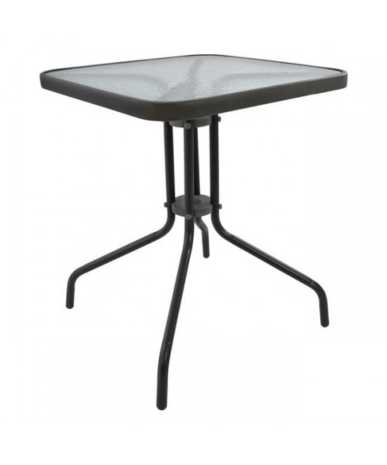 ΤΡΑΠΕΖΙ FIGO 60Χ60Χ72Υεκ. ΜΕΤΑΛΛΙΚΟ ΓΚΡΙ ΜΕ ΓΥΑΛΙΝΗ ΕΠΙΦΑΝΕΙΑ HM5035.01