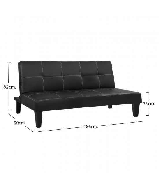 ΚΑΝΑΠΕΣ ΚΡΕΒΑΤΙ 3Θ HM3002.02 ΜΑΥΡΟΣ PU ΜΕ ΓΑΖΙΑ 186x90x82