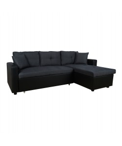 ΚΑΝΑΠΕΣ ΓΩΝΙΑ ΚΡΕΒΑΤΙ WAYNE 220x146x86Υεκ.HM3028.01 ΓΚΡΙ ΜΕ ΜΑΥΡΟ PU