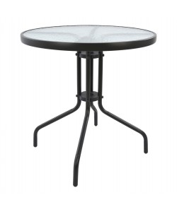 ΤΡΑΠΕΖΙ LIMA Φ70Χ70Υεκ.ΜΕΤΑΛΛΙΚΟ ΓΚΡΙ ΜΕ ΓΥΑΛΙΝΗ ΕΠΙΦΑΝΕΙΑ HM5146.01