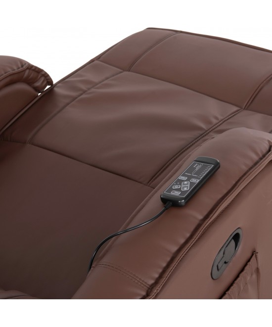 ΠΟΛΥΘΡΟΝΑ RELAX ΜΕ ΜΗΧΑΝΙΣΜΟ MASSAGE ROCCA HM0026.03 PU ΚΑΦΕ ΣΚΟΥΡΟ 80x96x97 εκ.