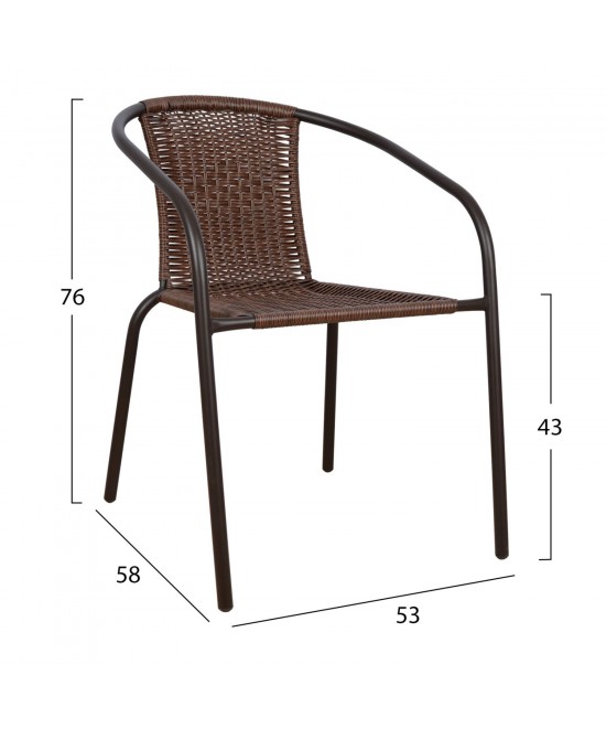 ΠΟΛΥΘΡΟΝΑ ΚΑΡΕΚΛΑ CAMEL HM5015.02 ΚΑΦΕ ΜΕΤΑΛΛΙΚΗ ΜΕ WICKER ΚΑΦΕ 48x48-53x72 cm ΠΟΛΥΘΡΟΝΑ ΚΑΡΕΚΛΑ CAMEL HM5015.02 ΚΑΦΕ ΜΕΤΑΛΛΙΚΗ ΜΕ WICKER ΚΑΦΕ 48x48-53x72 cm