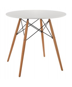 ΤΡΑΠΕΖΙ MINIMAL ΣΤΡΟΓΓΥΛΟ HM0059.01 MDF ΣΕ ΛΕΥΚΟ-ΠΟΔΙΑ ΟΞΙΑΣ ΦΥΣΙΚΟ Φ80Χ72Υεκ.
