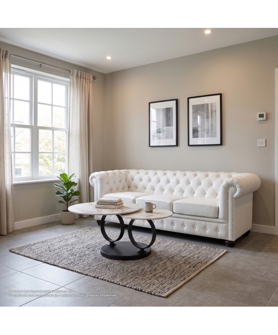ΚΑΝΑΠΕΣ 3ΘΕΣΙΟΣ T.CHESTERFIELD HM3009.02 ΤΕΧΝΟΔΕΡΜΑ ΛΕΥΚΟ ΜΑΤ 208x90x73 εκ.