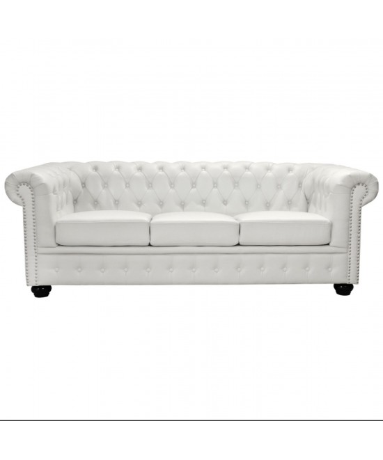 ΚΑΝΑΠΕΣ 3ΘΕΣΙΟΣ T.CHESTERFIELD HM3009.02 ΤΕΧΝΟΔΕΡΜΑ ΛΕΥΚΟ ΜΑΤ 208x90x73 εκ.
