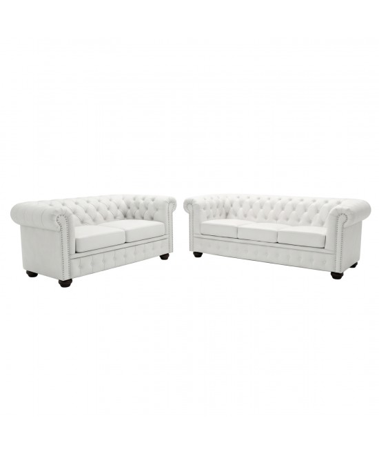 ΚΑΝΑΠΕΣ 3ΘΕΣΙΟΣ T.CHESTERFIELD HM3009.02 ΤΕΧΝΟΔΕΡΜΑ ΛΕΥΚΟ ΜΑΤ 208x90x73 εκ.