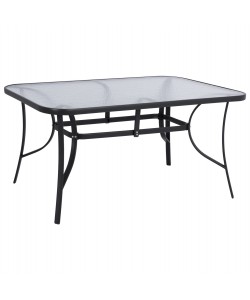 ΤΡΑΠΕΖΙ BRUNO 150X90Χ72Υεκ. ΓΚΡΙ ΜΕΤΑΛΛΙΚΟ ΜΕ ΓΥΑΛΙΝΗ ΕΠΙΦΑΝΕΙΑ HM5145.01