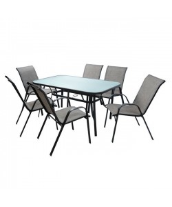 ΣΕΤ ΤΡΑΠΕΖΑΡΙΑ 7ΤΜΧ 1 ΤΡΑΠΕΖΙ 150Χ90+6ΚΑΡΕΚΛΕΣ ΓΚΡΙ HM5119.01