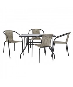 ΣΕΤ ΤΡΑΠΕΖΑΡΙΑΣ ΓΚΡΙ ΜΕΤΑΛΛΙΚΗ 5ΤΜΧ ΜΕ ΚΑΡΕΚΛΕΣ & ΤΡΑΠΕΖΙ 110Χ60 ΓΚΡΙ HM5189.02