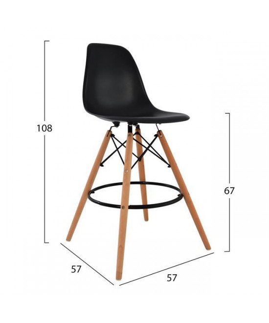 ΣΚΑΜΠΟ ΜΠΑΡ RENATA HM0173.02 ΜΑΥΡΟ 47x50x108Υ εκ.