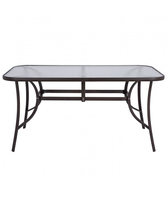 ΤΡΑΠΕΖΙ BRUNO 150X90Χ72Υεκ. ΚΑΦΕ ΜΕΤΑΛΛΙΚΟ ΜΕ ΓΥΑΛΙΝΗ ΕΠΙΦΑΝΕΙΑ HM5145.02