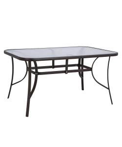 ΤΡΑΠΕΖΙ BRUNO 150X90Χ72Υεκ. ΚΑΦΕ ΜΕΤΑΛΛΙΚΟ ΜΕ ΓΥΑΛΙΝΗ ΕΠΙΦΑΝΕΙΑ HM5145.02