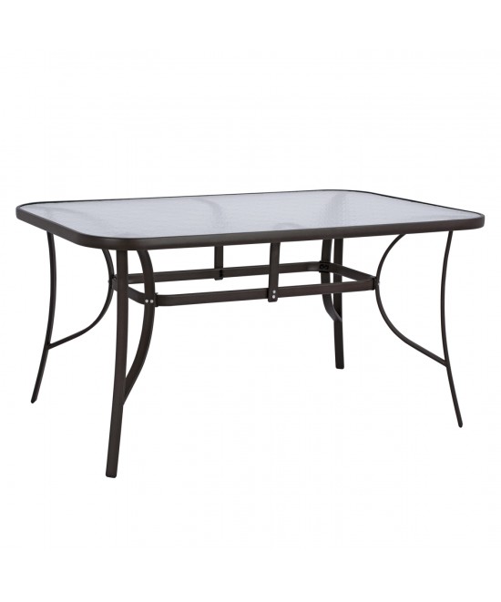 ΤΡΑΠΕΖΙ BRUNO 150X90Χ72Υεκ. ΚΑΦΕ ΜΕΤΑΛΛΙΚΟ ΜΕ ΓΥΑΛΙΝΗ ΕΠΙΦΑΝΕΙΑ HM5145.02