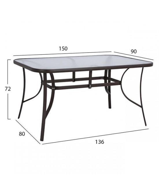 ΤΡΑΠΕΖΙ BRUNO 150X90Χ72Υεκ. ΚΑΦΕ ΜΕΤΑΛΛΙΚΟ ΜΕ ΓΥΑΛΙΝΗ ΕΠΙΦΑΝΕΙΑ HM5145.02 ΤΡΑΠΕΖΙ BRUNO 150X90Χ72Υεκ. ΚΑΦΕ ΜΕΤΑΛΛΙΚΟ ΜΕ ΓΥΑΛΙΝΗ ΕΠΙΦΑΝΕΙΑ HM5145.02