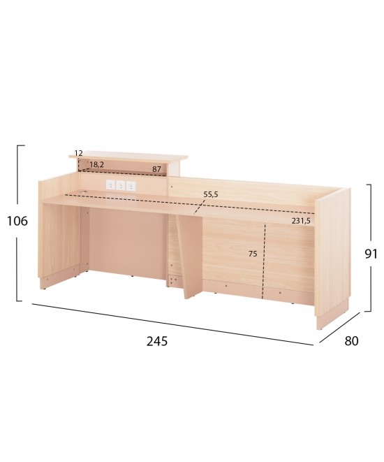 ΓΡΑΦΕΙΟ ΥΠΟΔΟΧΗΣ DALTON HM2068.02 ΜΕΛΑΜΙΝΗ ΣΕ SONAMA-ΜΠΕΖ 240x80x106Υεκ.