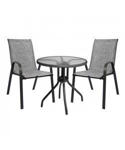 ΣΕΤ ΤΡΑΠΕΖΑΡΙΑΣ 3ΤΜΧ ΜΕ ΤΡΑΠΕΖΙ Φ70 & ΚΑΡΕΚΛΕΣ LEON ΓΚΡΙ HM5184.01