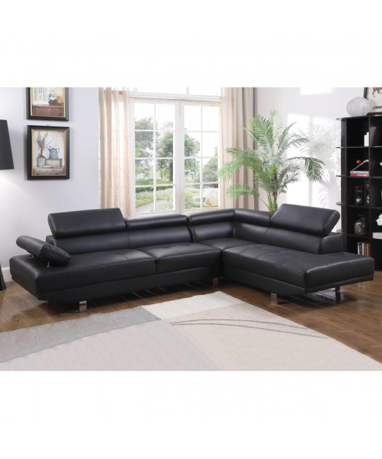 ΚΑΝΑΠΕΣ ΓΩΝΙΑ GORO ΔΕΞΙΑ HM3084.02R ΑΠΟ ΜΑΥΡΟ PU 270x200x87Υ εκ.