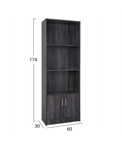 ΒΙΒΛΙΟΘΗΚΗ ΜΕΛΑΜΙΝΗΣ HAYDEN HM2269.01 ΣΕ ΑΝΘΡΑΚΙ ΧΡΩΜΑ 60x30x174 εκ.