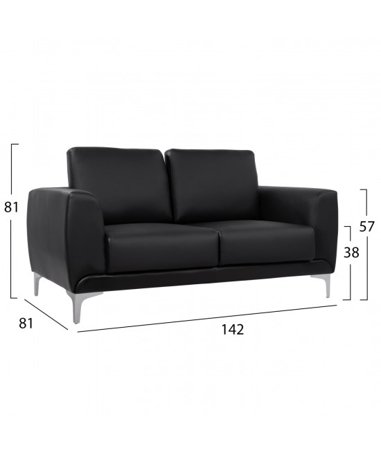 ΚΑΝΑΠΕΣ 2ΘΕΣΙΟΣ KΕΝΖΙΕ HM3121.21 ΜΕ ΜΑΥΡΟ PU 142x81x81 εκ.