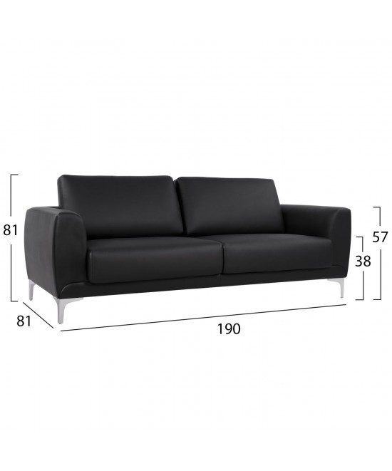 ΚΑΝΑΠΕΣ 3ΘΕΣΙΟΣ KENZIE HM3121.31 ΜΕ ΜΑΥΡΟ PU 190x81x81 εκ.