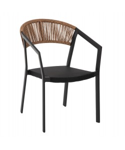 ΠΟΛΥΘΡΟΝΑ ΑΛΟΥΜΙΝΙΟΥ MIRI HM5891.05 ΜΑΥΡΟΣ ΣΚΕΛΕΤΟΣ&TEXTLINE-ΜΠΕΖ RATTAN 57,5x59x81,5Yεκ.