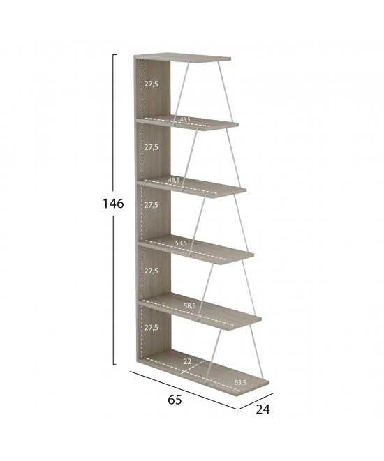 ΒΙΒΛΙΟΘΗΚΗ ΜΕΛΑΜΙΝΗΣ MINI TARS SONOMA ΛΕΥΚΟ HM2241.11 65x22-24x146Υεκ.