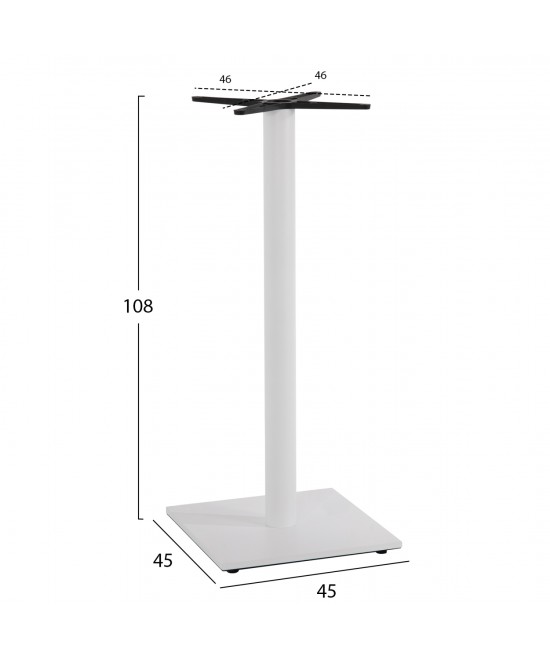 ΒΑΣΗ ΜΠΑΡ ΜΕΤΑΛΛΙΚΗ ΛΕΥΚΗ ΜΑΤ 46Χ46Χ108Yεκ. ΜΕ ΡΕΓΟΥΛΑΤΟΡΟΥΣ HM439.02