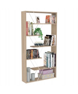 ΒΙΒΛΙΟΘΗΚΗ TARS HM2240.11 SONAMA ΜΕΛΑΜΙΝΗ-ΛΕΥΚΕΣ ΜΕΤΑΛΛΙΚΕΣ ΒΕΡΓΕΣ 84x24x157Υεκ.