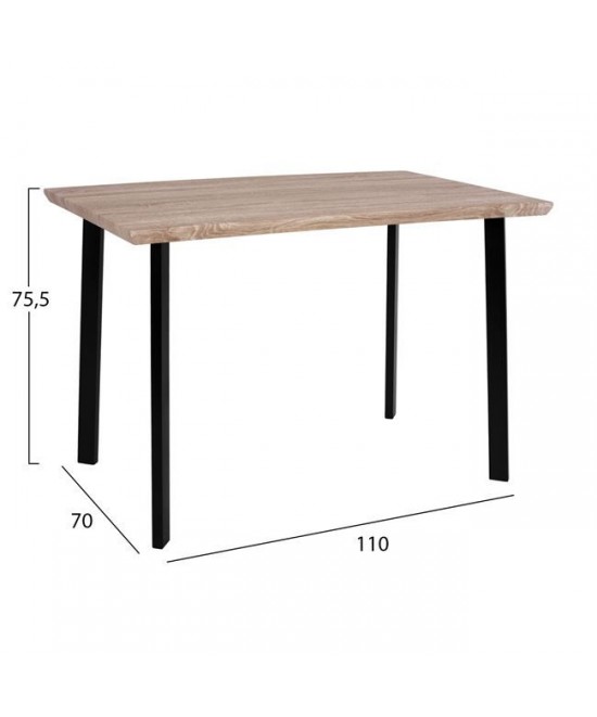 ΤΡΑΠΕΖΙ ΤΡΑΠΕΖΑΡΙΑΣ PALANI 110X70 SONAMA ΜΕ ΜΑΥΡΑ ΠΟΔΙΑ HM8333